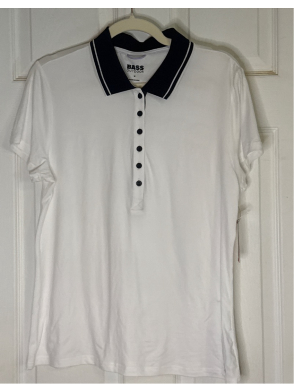 Women's Bass Outdoor White & Black Polo Top M